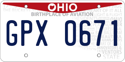 OH license plate GPX0671