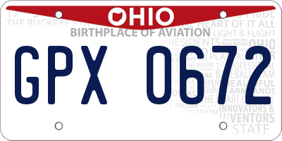 OH license plate GPX0672