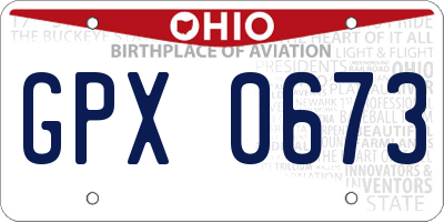 OH license plate GPX0673