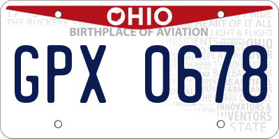 OH license plate GPX0678