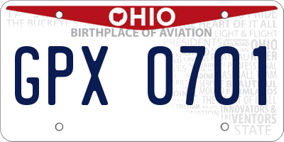 OH license plate GPX0701