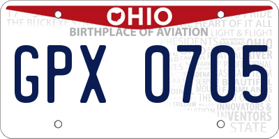 OH license plate GPX0705