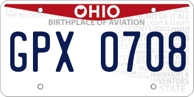 OH license plate GPX0708