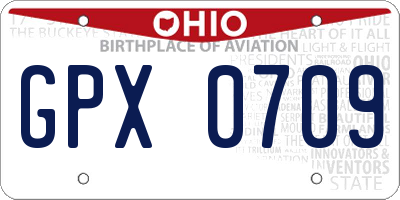 OH license plate GPX0709