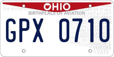 OH license plate GPX0710