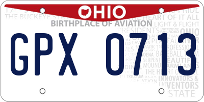 OH license plate GPX0713