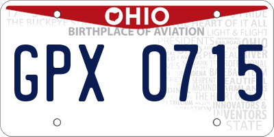 OH license plate GPX0715