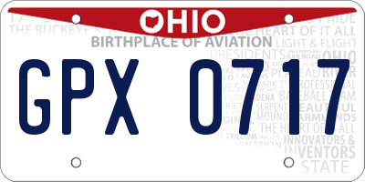 OH license plate GPX0717