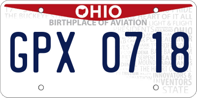 OH license plate GPX0718