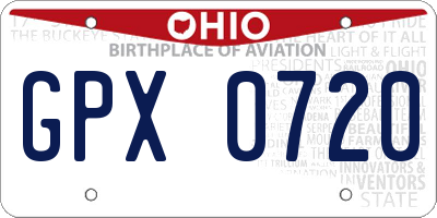 OH license plate GPX0720