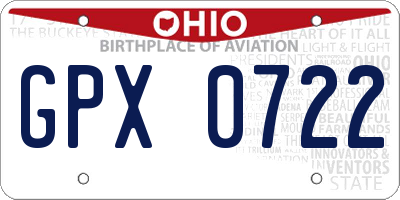 OH license plate GPX0722