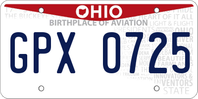 OH license plate GPX0725