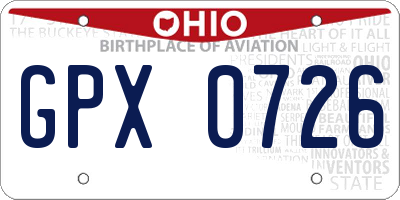 OH license plate GPX0726