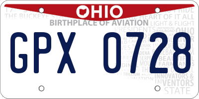 OH license plate GPX0728
