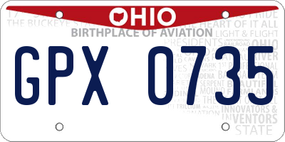 OH license plate GPX0735