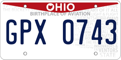 OH license plate GPX0743