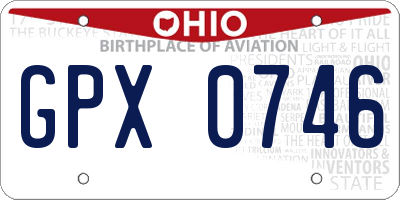 OH license plate GPX0746