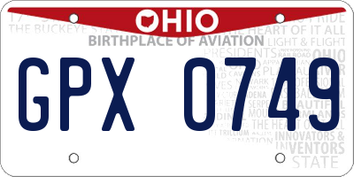 OH license plate GPX0749