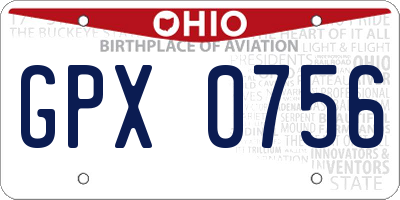 OH license plate GPX0756