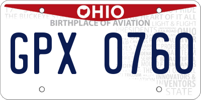OH license plate GPX0760