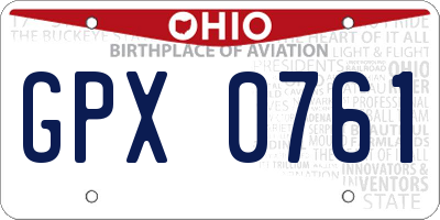OH license plate GPX0761