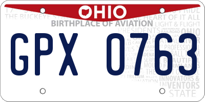 OH license plate GPX0763
