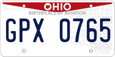 OH license plate GPX0765