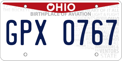 OH license plate GPX0767