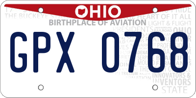 OH license plate GPX0768