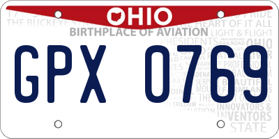 OH license plate GPX0769