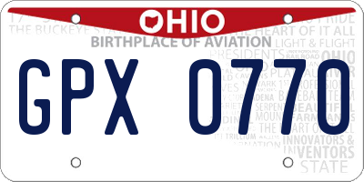 OH license plate GPX0770