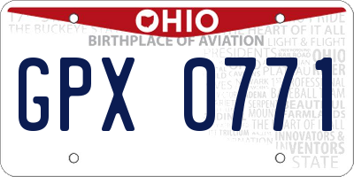 OH license plate GPX0771