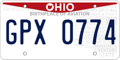 OH license plate GPX0774