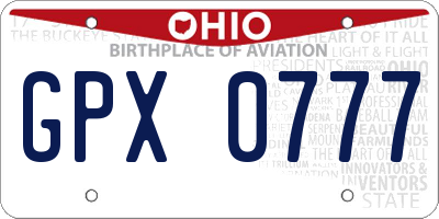 OH license plate GPX0777