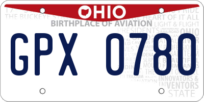 OH license plate GPX0780