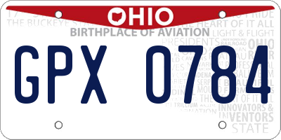OH license plate GPX0784