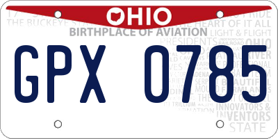 OH license plate GPX0785