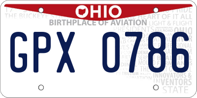 OH license plate GPX0786