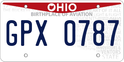 OH license plate GPX0787