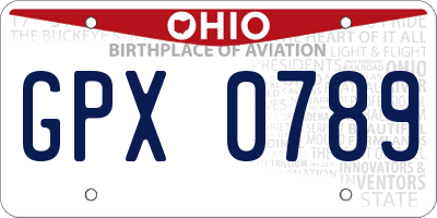 OH license plate GPX0789