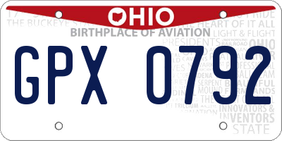 OH license plate GPX0792