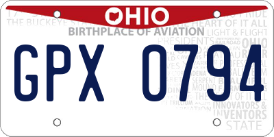 OH license plate GPX0794