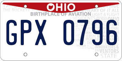 OH license plate GPX0796