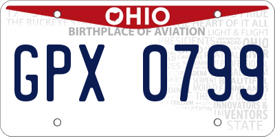 OH license plate GPX0799