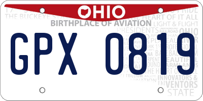 OH license plate GPX0819