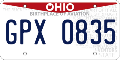 OH license plate GPX0835