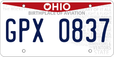 OH license plate GPX0837