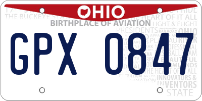 OH license plate GPX0847