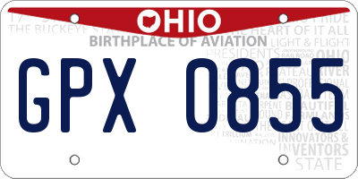 OH license plate GPX0855