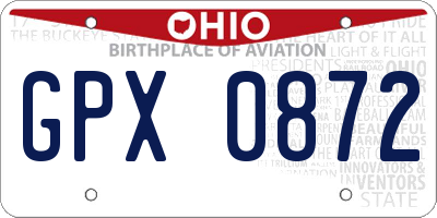 OH license plate GPX0872